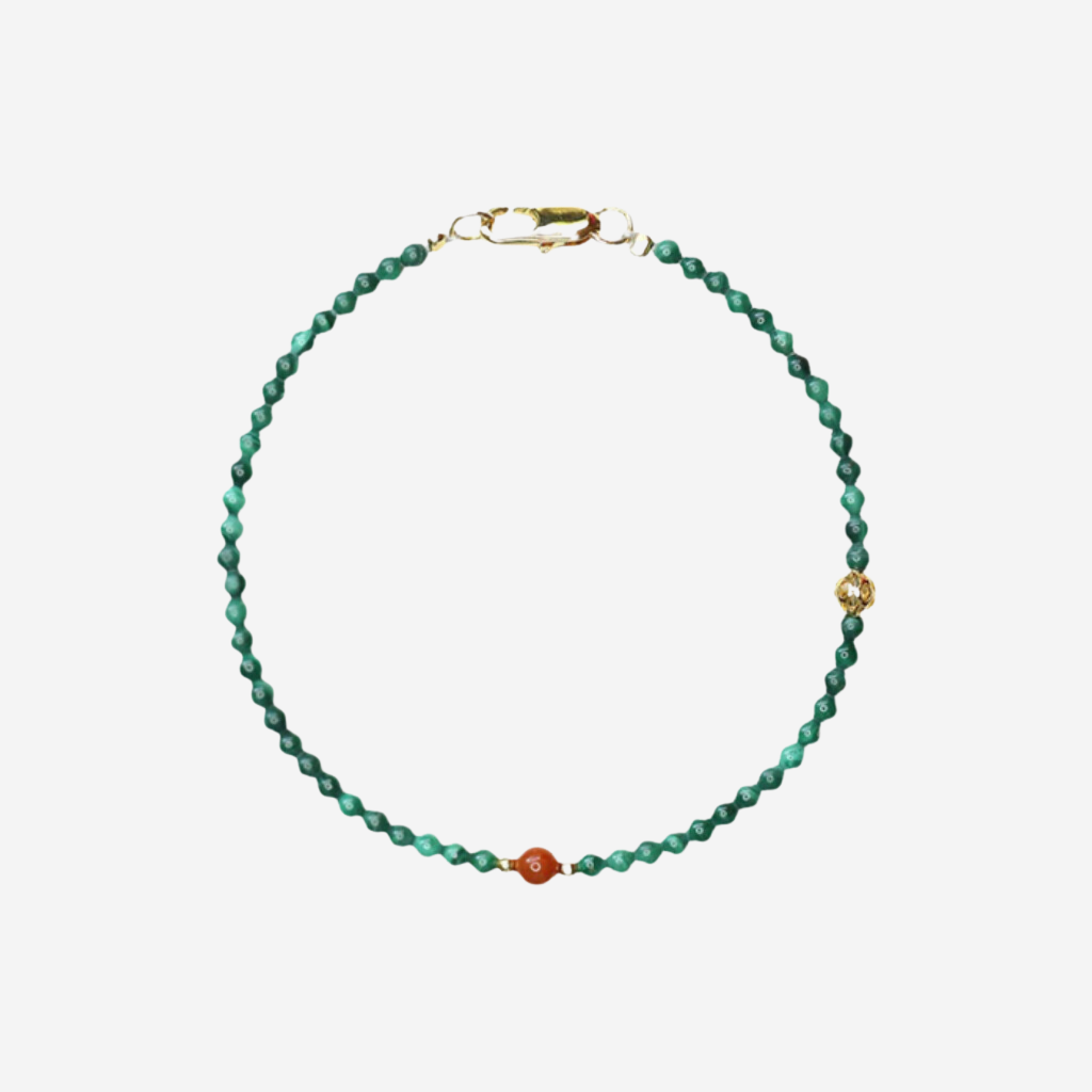 Natural Green Malachite with Red Agate Bracelet