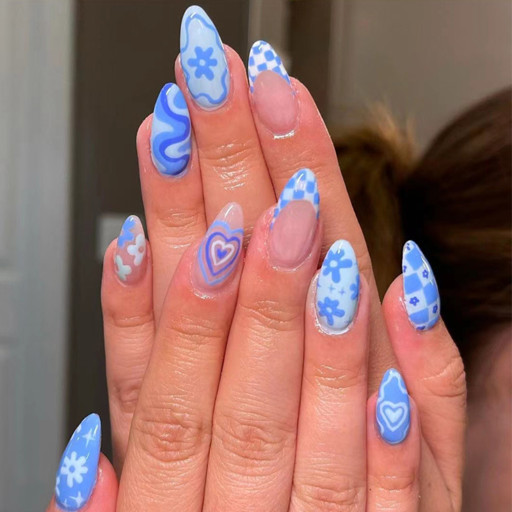 Pink and Blue Hand-Painted Heart