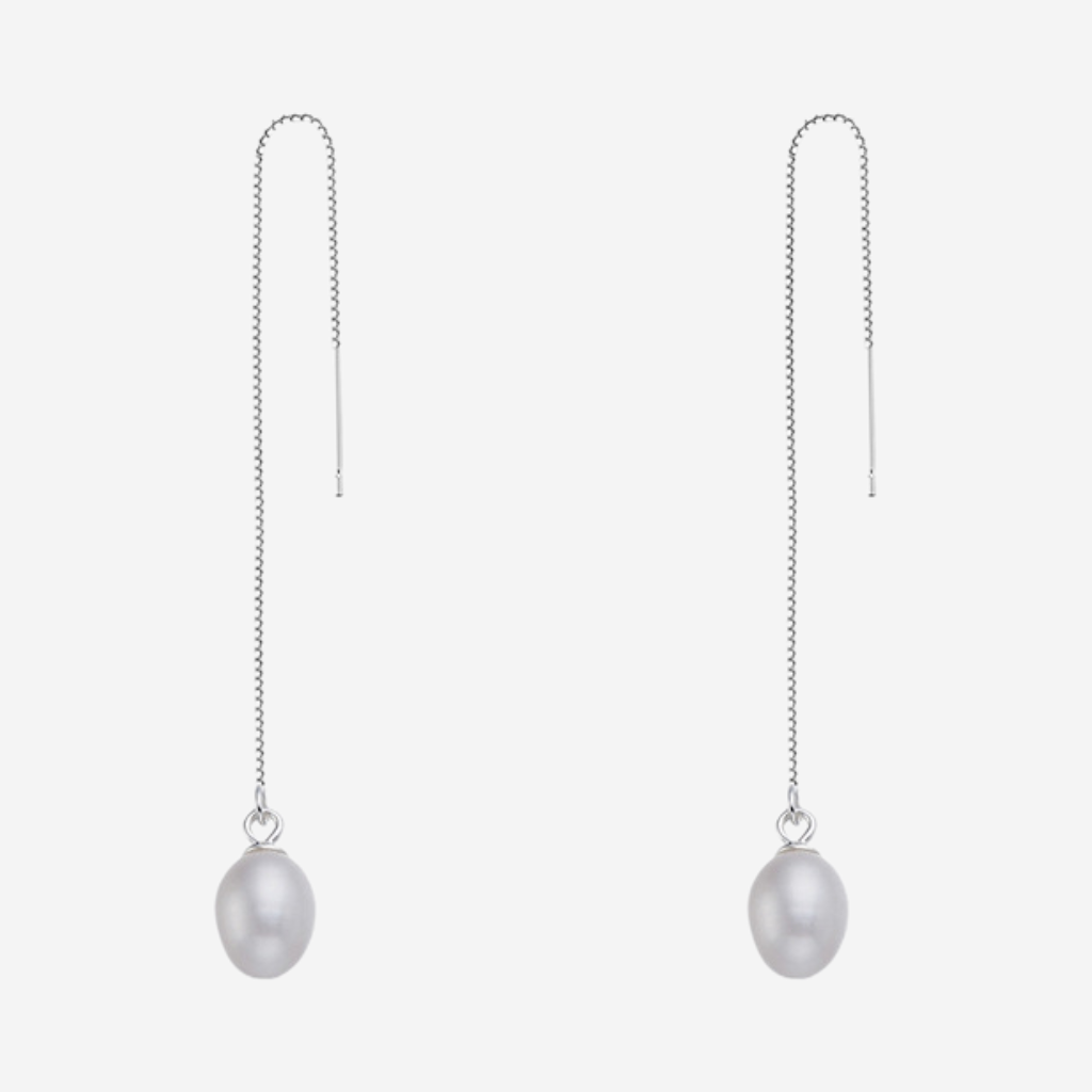 925 Silver Long Baroque Pearl Earrings