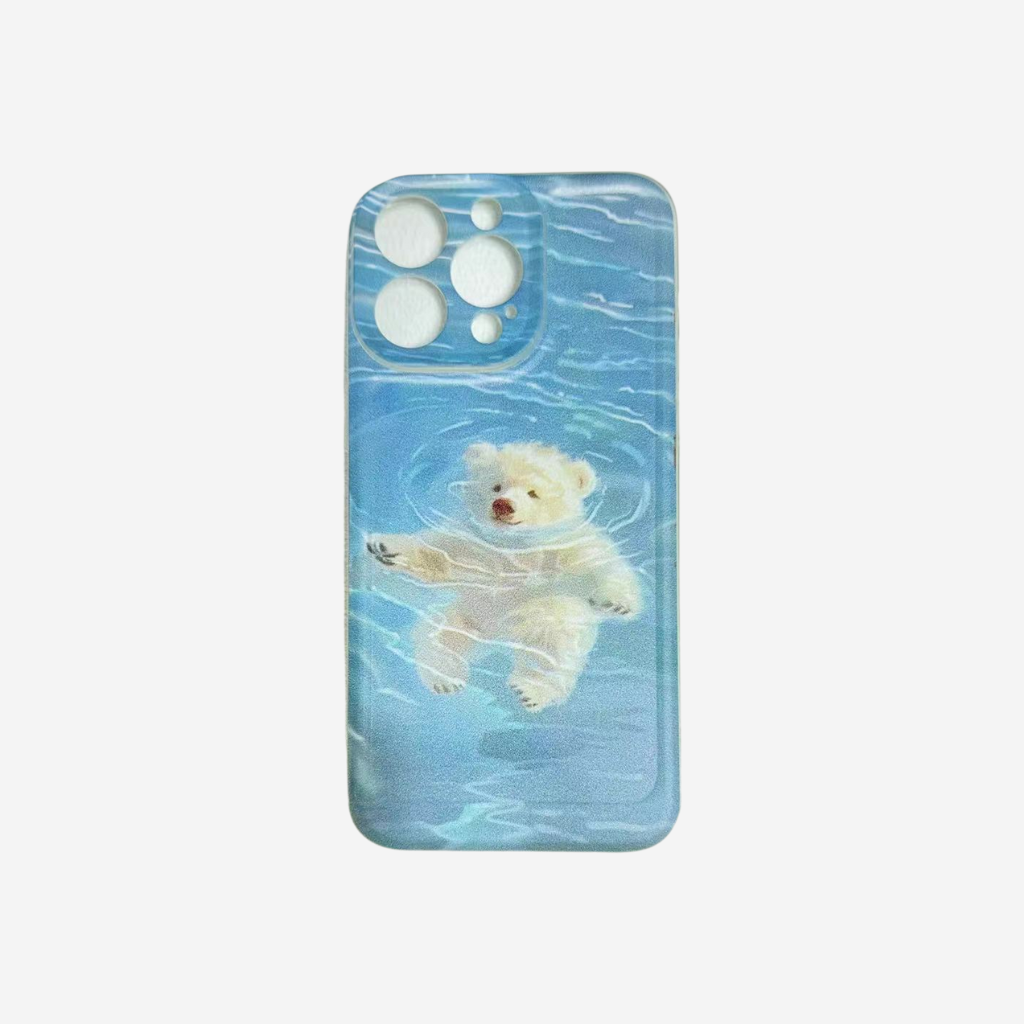 Swimming White Bear Soft Phone Case