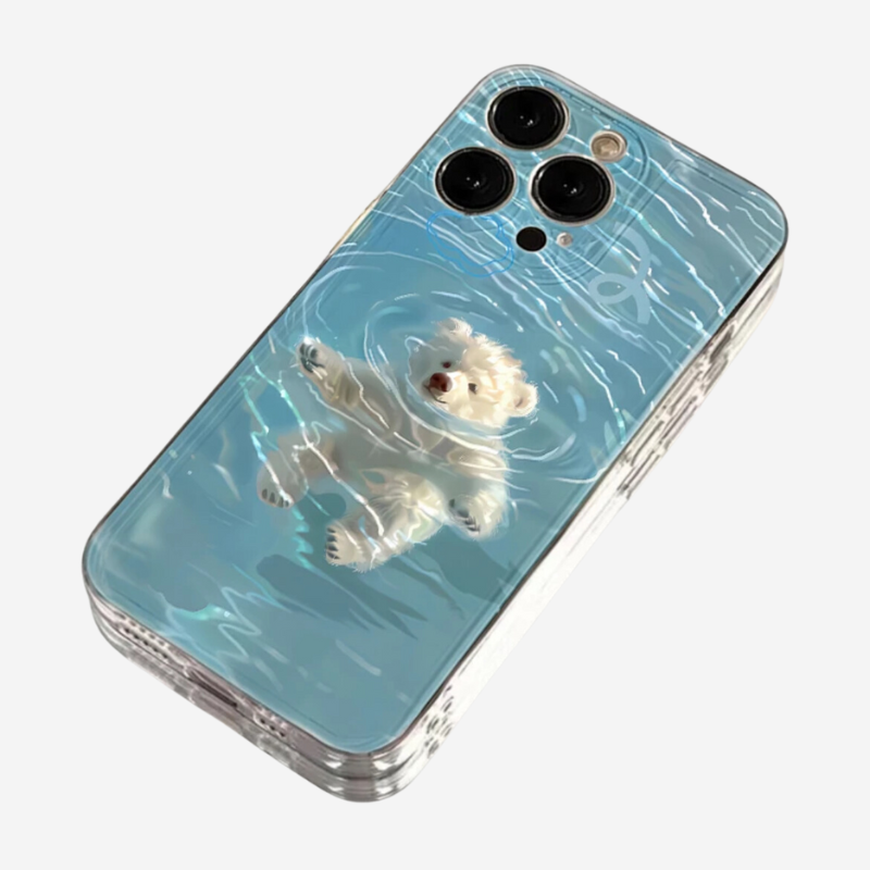 Swimming White Bear Soft Phone Case