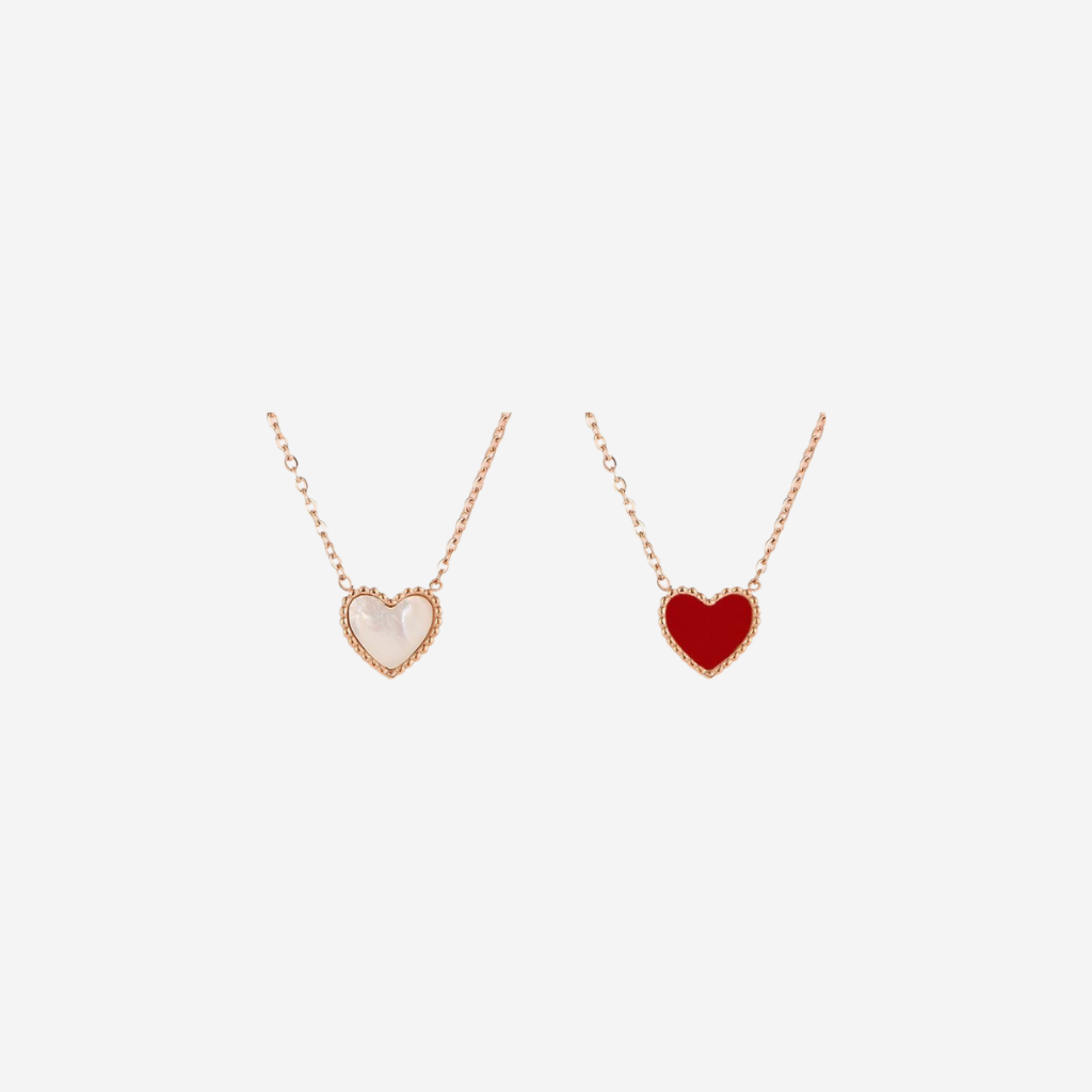 Red White Double Sided Heart Necklace