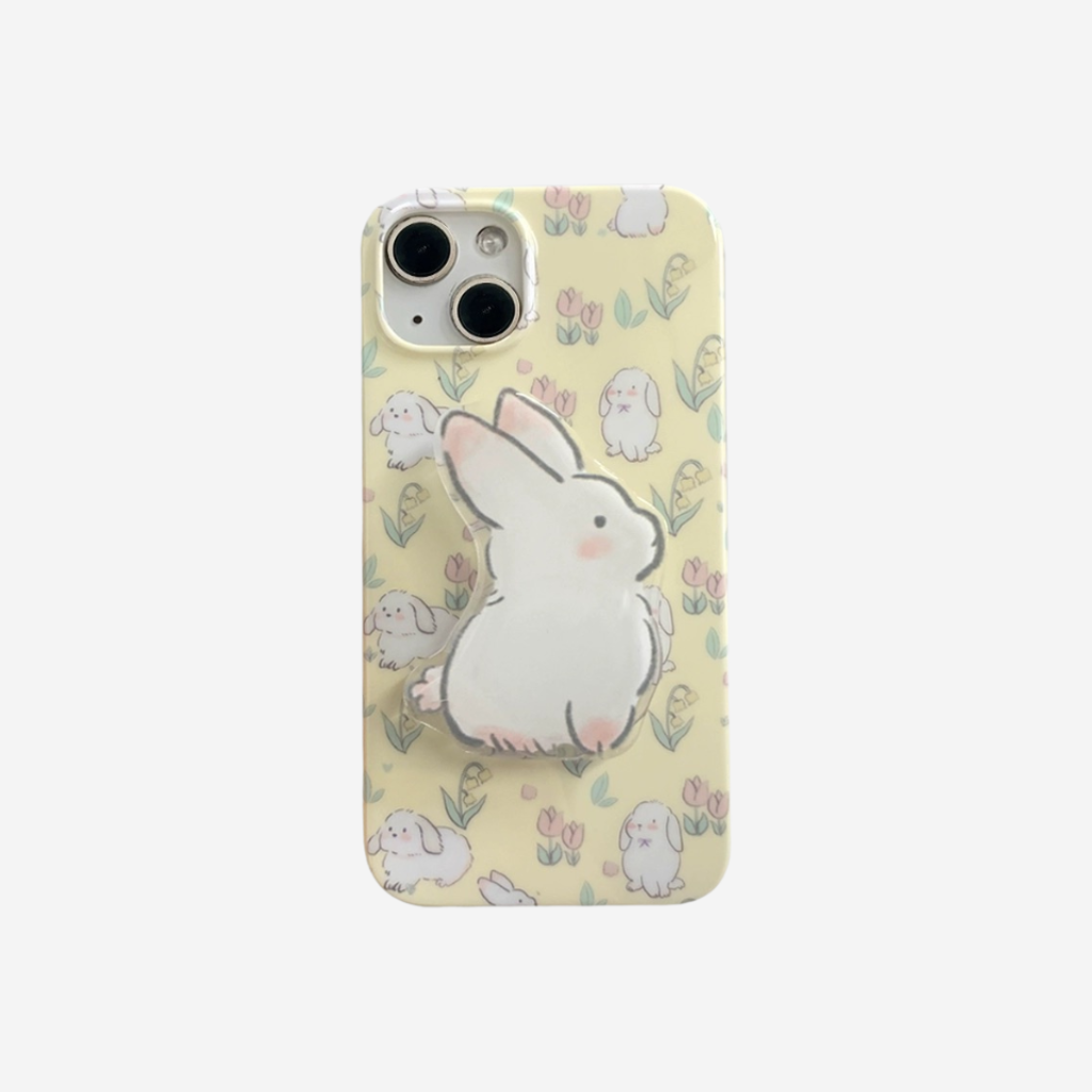 Flower Bunny Soft Phone Case with Bunny Stand